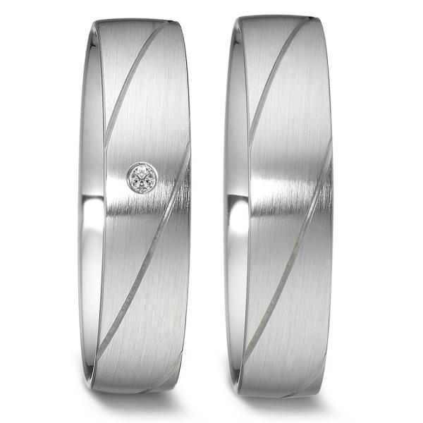 Weidner Trauringe Weissgold 62025 + 72025